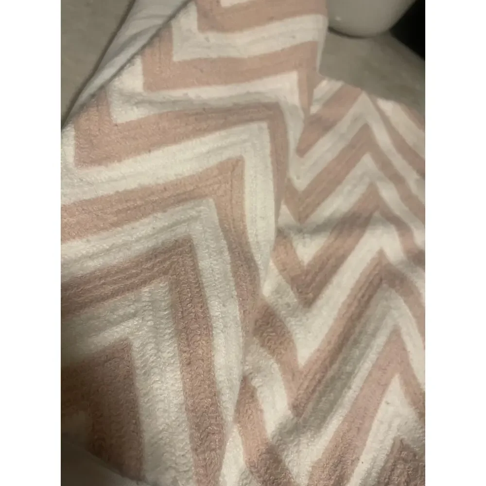 Pottery Barn Chevron pale blush pink and white pillow sham
